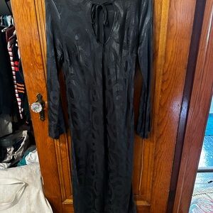 Never Fully Dressed Black Tie-Neck Maxi Dress